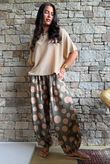 Basso Big Dot Balloon Cuff Pant Khaki & Tan